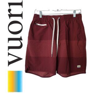 Men's Vuori Maroon Stripe Banks Shorts Size M Athletic Beach Workout